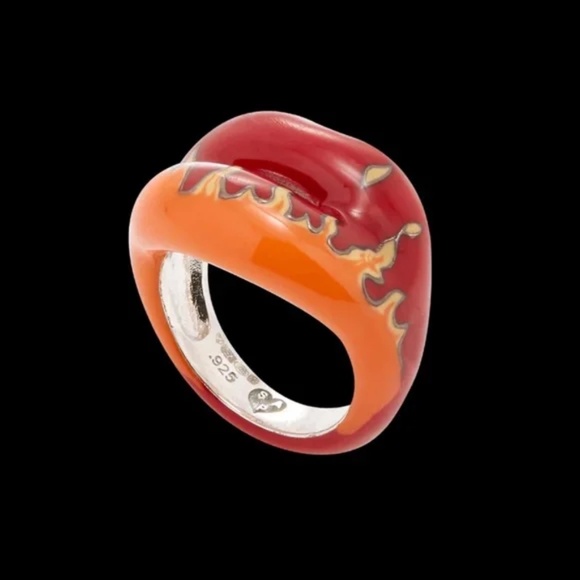 HOT LIPS By Solange Azagury-Patridge Very Red Lip Ring Size 8 - Picture 1 of 6